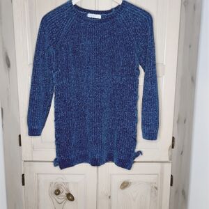 Blue Orchid Deep Blue With Gold Metallic Women's Sweater Sz 10/12